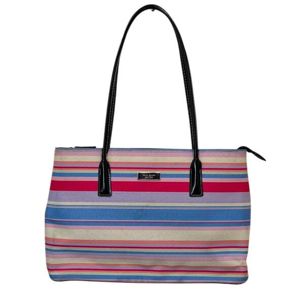 Vintage Kate Spade Raindbow Striped Structured Tote - Picture 7 of 11